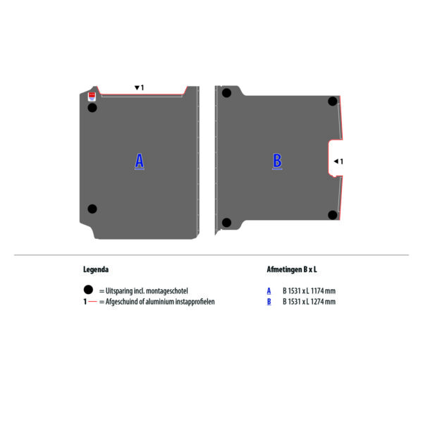 Vloerplaat 12 mm bruin tbv JUMPY L1 FWD (wielbasis 2975)