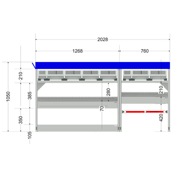 Budget inrichting "02" linkerzijde tbv Vito L2H1 kleur grijs/blauw - Afbeelding 2