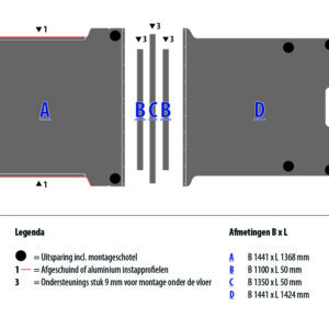 Vloerplaat 12 mm grijs tbv JUMPY L3 FWD (wielbasis 3275)